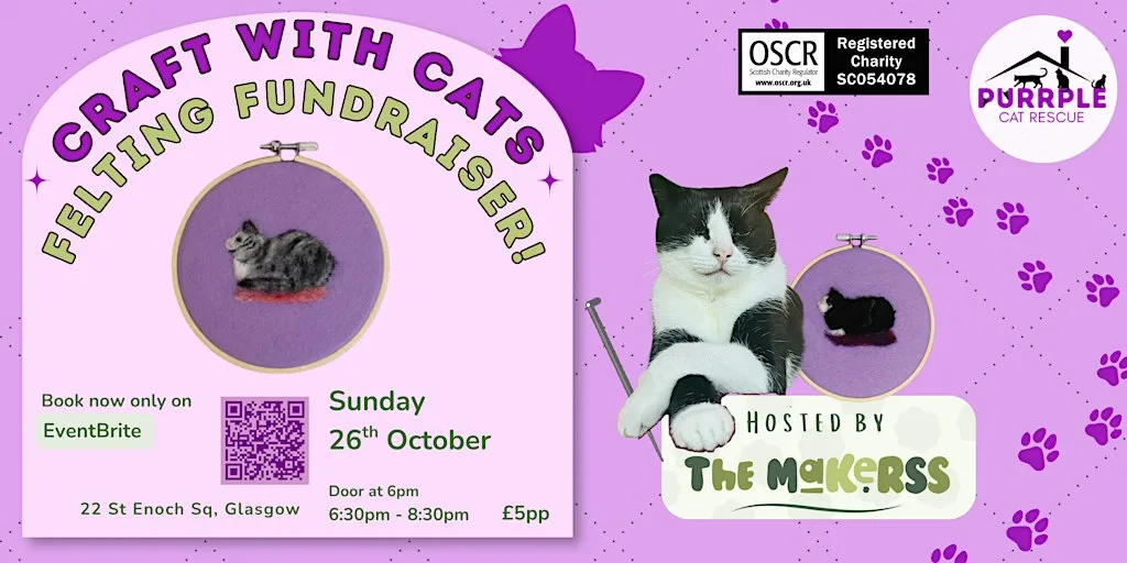 The Makerss x PCR Purrsents: Felting Fundraiser with Cats! at Purrple Cat Rescue