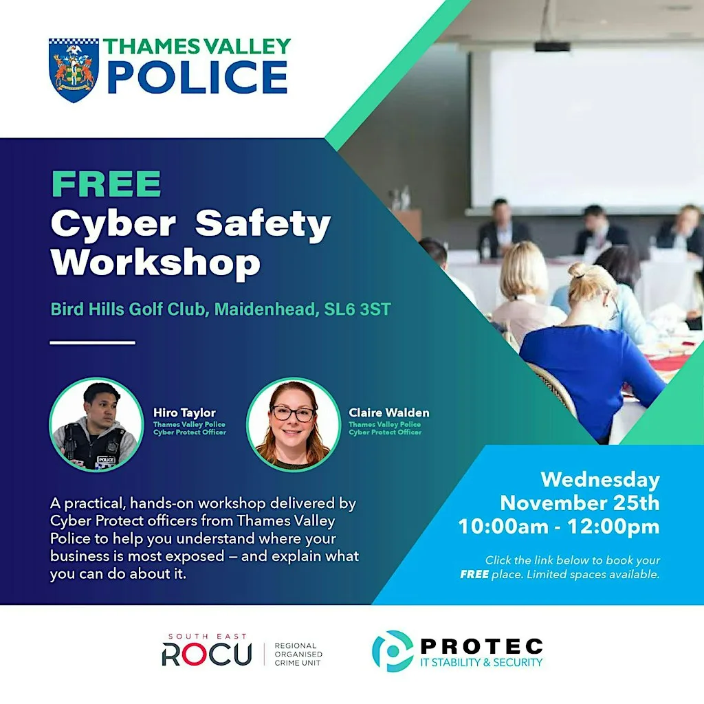 FREE Cyber Safety workshop with Thames Valley Police Cyber Protect team at Birds Hill Golf Club