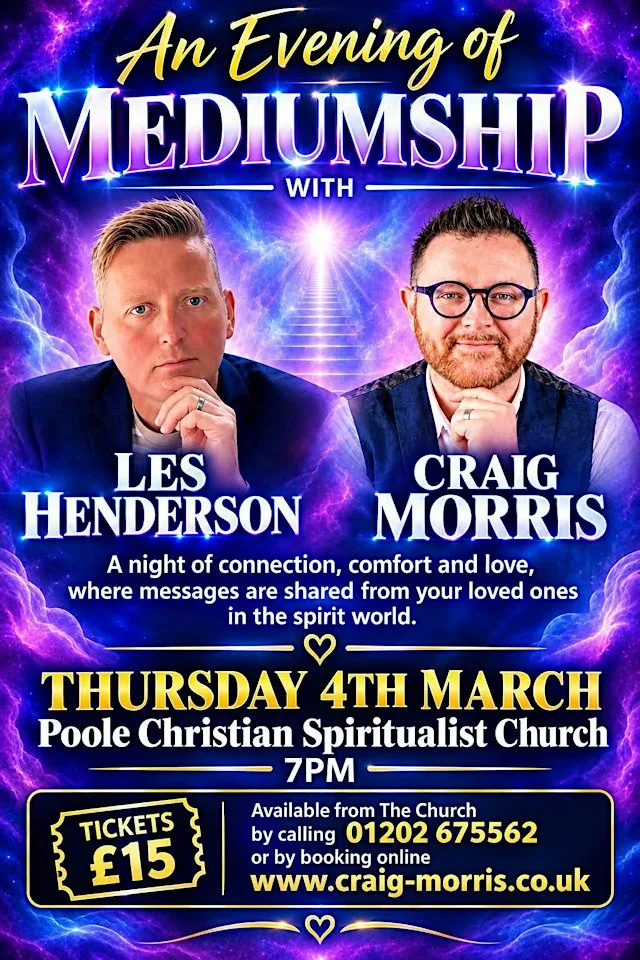 Evening of Evidential Mediumship with Les Henderson & Craig Morris. at Poole Christian Spiritualist Church