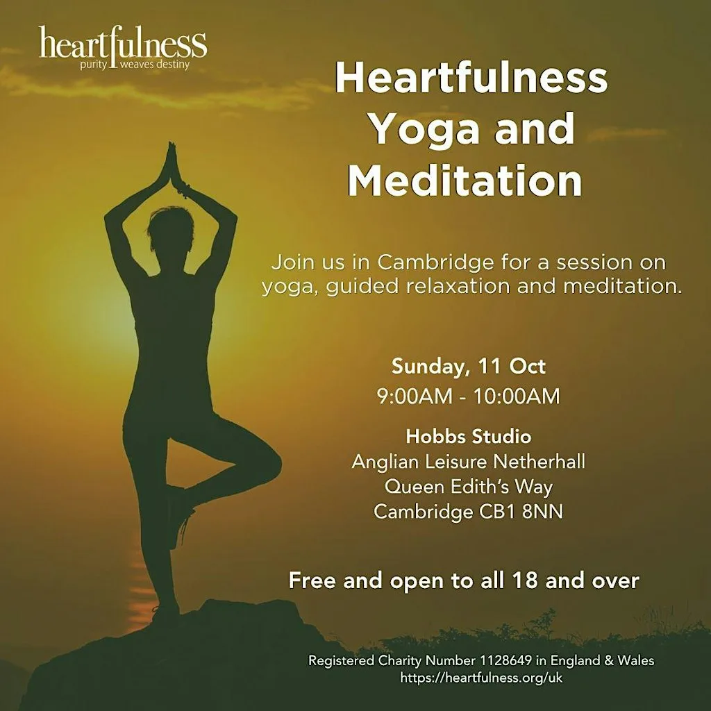 Free Heartfulness Yoga and Meditation Event in Cambridge at The Netherhall School