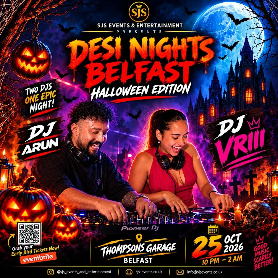 DESI NIGHTS BELFAST – Halloween Edition Bollywood & South Indian Club Night at Thompsons Garage