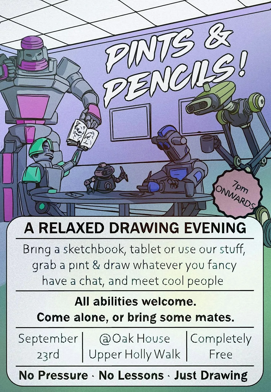 Pints & Pencils at The Oak House, Leamington – Wednesday 23rd September