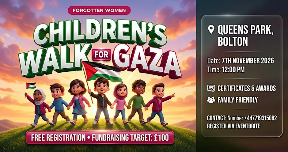 Children’s Walk for Gaza in Bolton Queen’s Park at Queen's Park