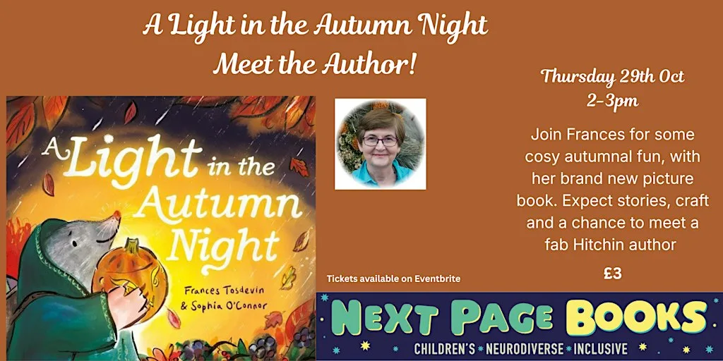 A Light in the Autumn Night - picture book with Hitchin author, Frances at Next Page Books