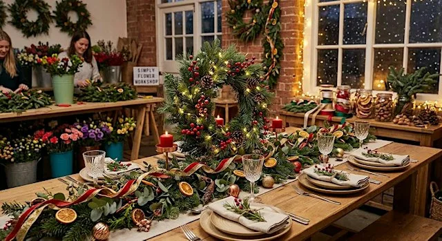Wreaths, Garlands and Festive tables at Simply Flower Workshop at Simply Flower