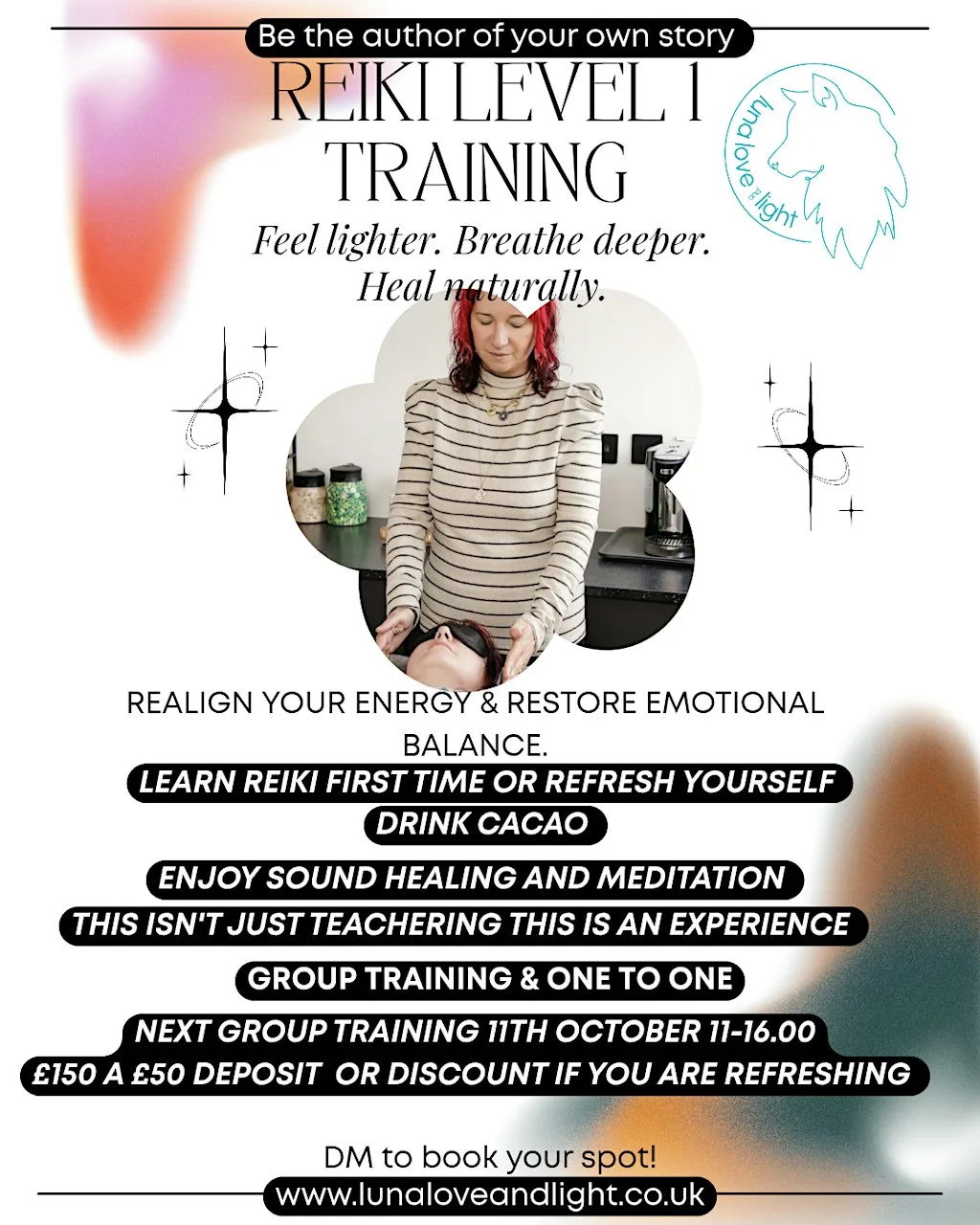 Reiki Level One Training at Lunaloveandlight