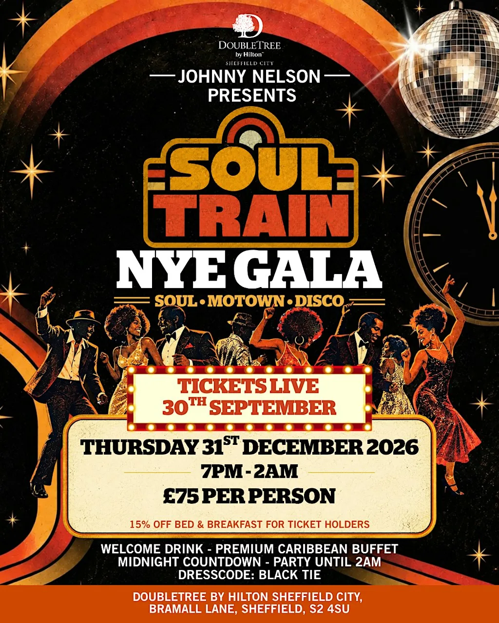 Johnny Nelson’s SoulTrain New Year's Eve Gala at DoubleTree by Hilton Sheffield City