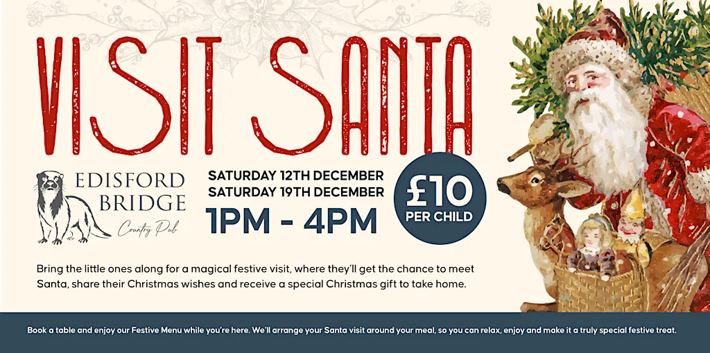 Meet Santa at Edisford Bridge at Edisford Bridge Country Pub