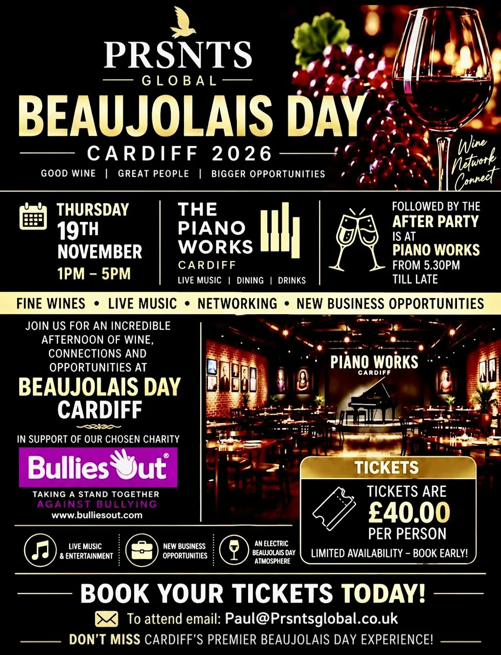 Beaujolais Day Business Networking Event Cardiff at Piano Works