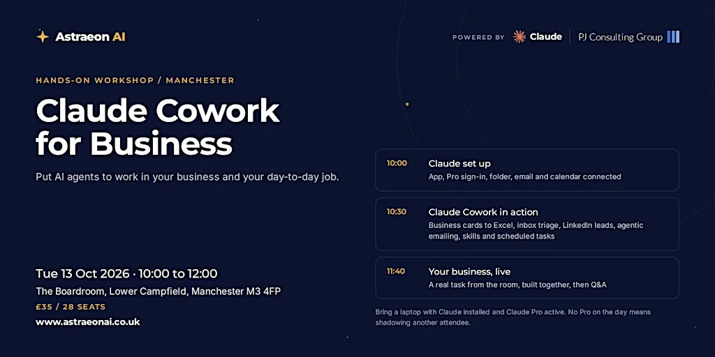 Claude Cowork AI for Business: Hands-On AI Workshop for SMEs at The Boardroom