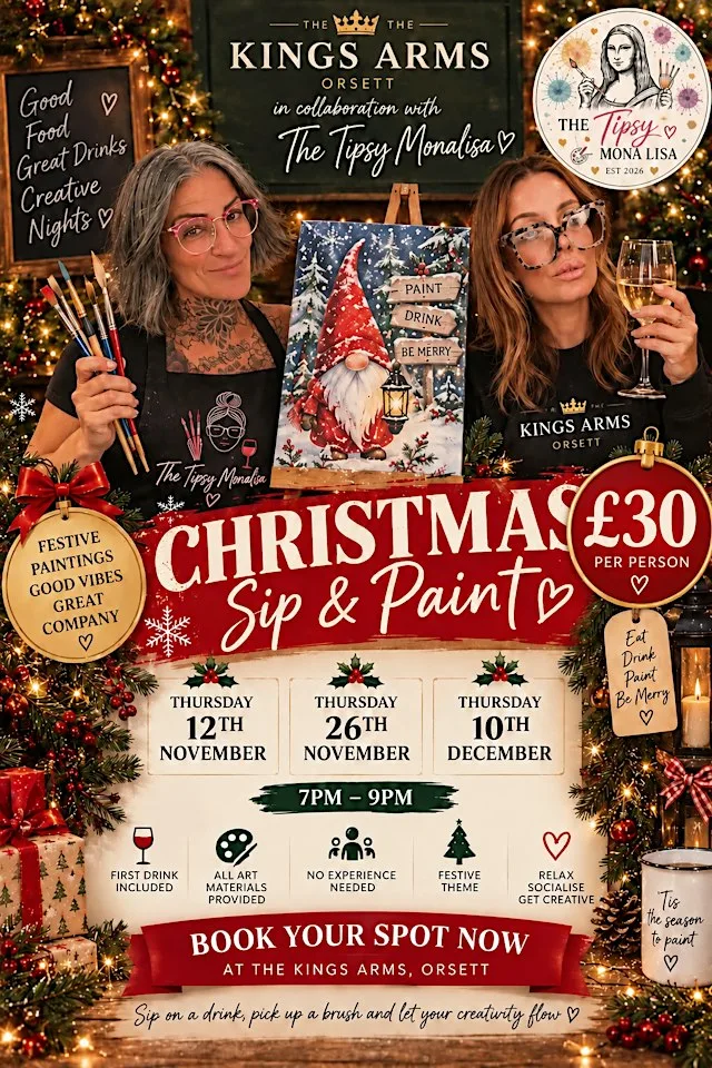 Christmas Theme Sip&Paint Kings Arms Orsett 10th December at The Kings Arms