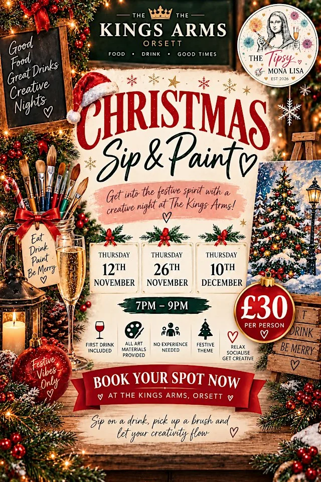Christmas Theme Sip&Paint at The Kings Arms Orsett 26th November at The Kings Arms