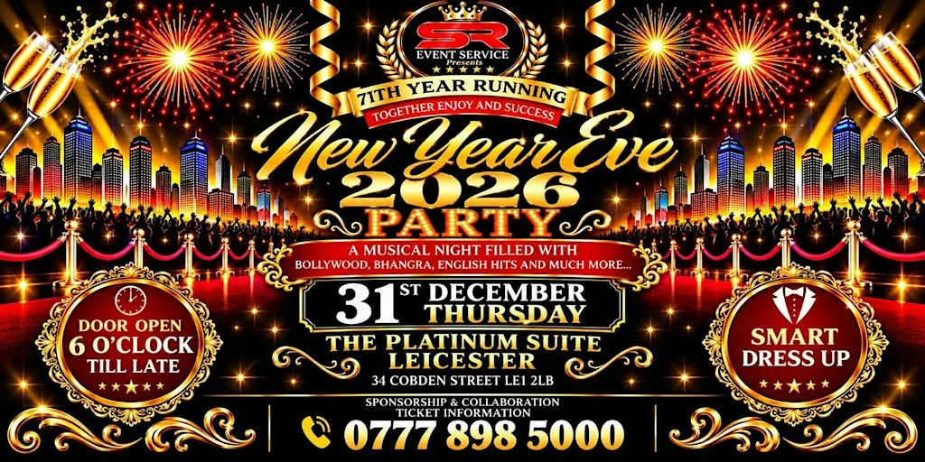 New Year Eve Party 2026 /27 @ The Platinum Suite, Leicester, UK