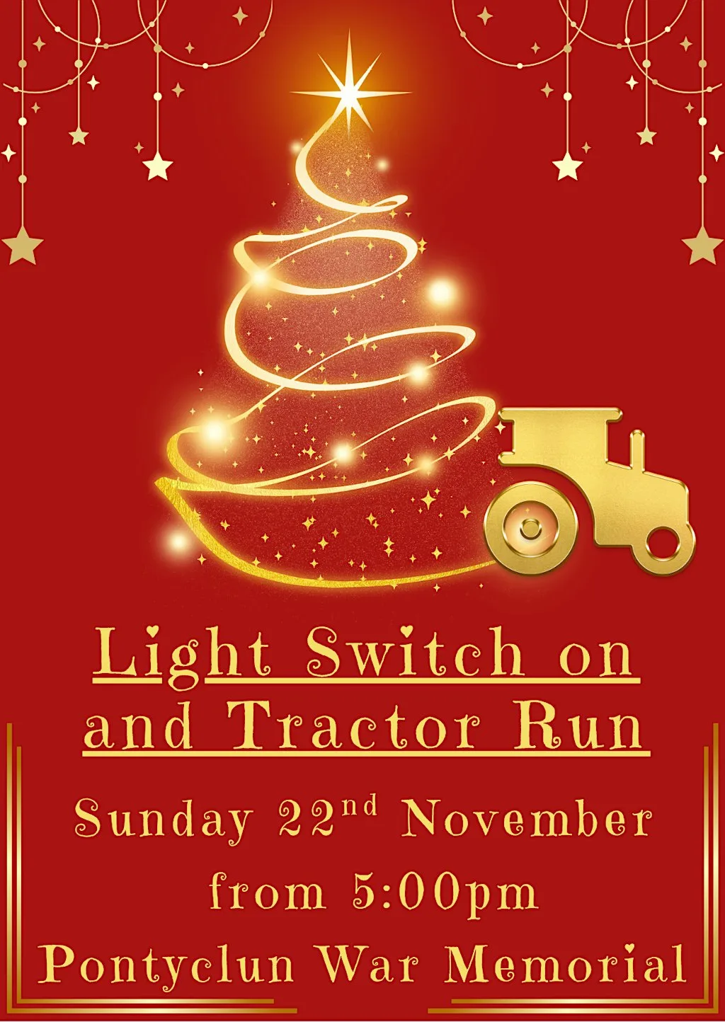 Pontyclun Christmas tractor run and Tree lighting