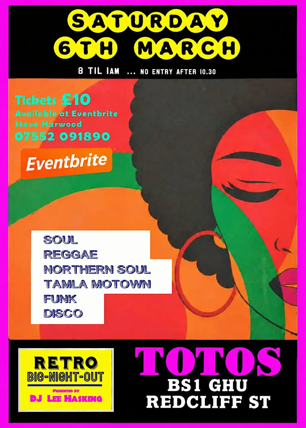 Totos 6th March Dj Lee Hasking over 30s event at Totos