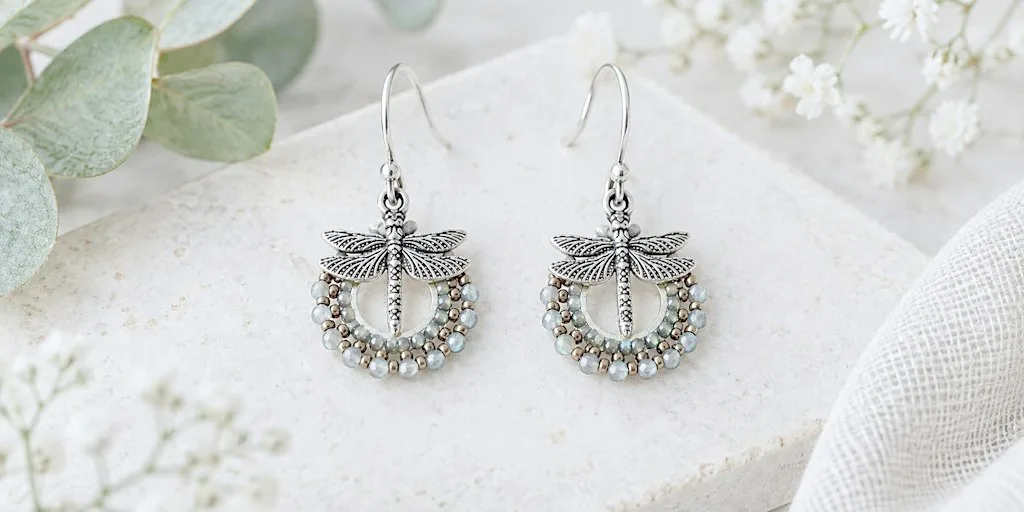 Create your own beaded dragonfly earrings