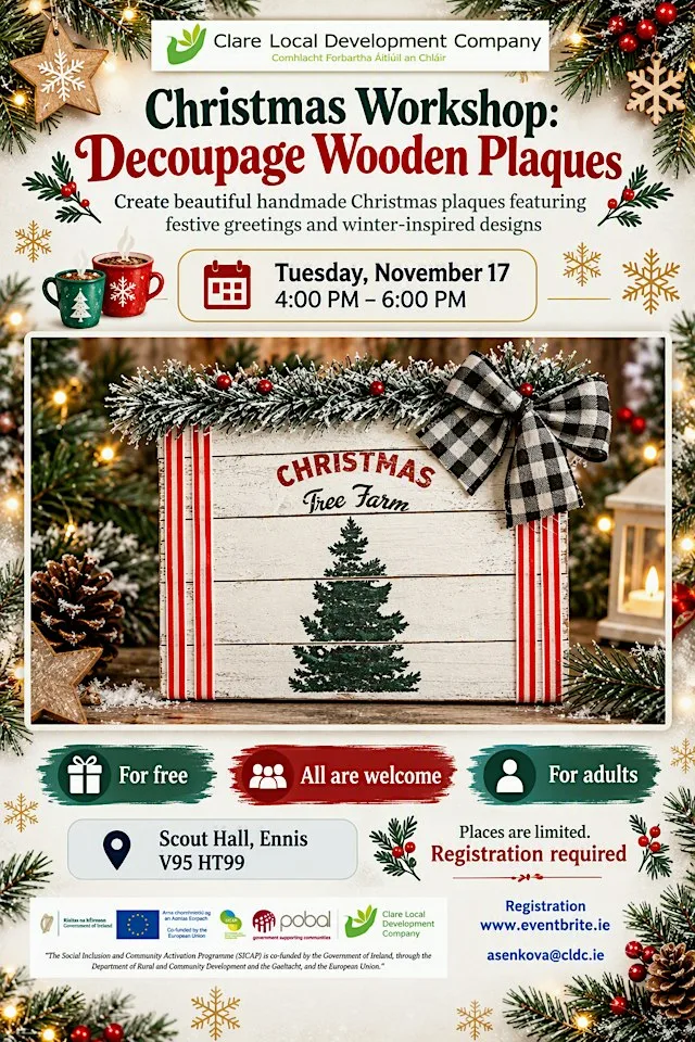 Christmas Workshop: Decoupage Wooden Plaques at Scout Hall V95 HT99