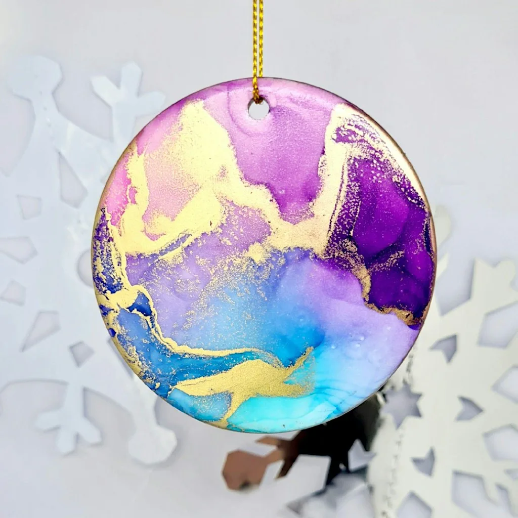 Alcohol Ink Christmas Baubles Workshop at Shop Small Studios