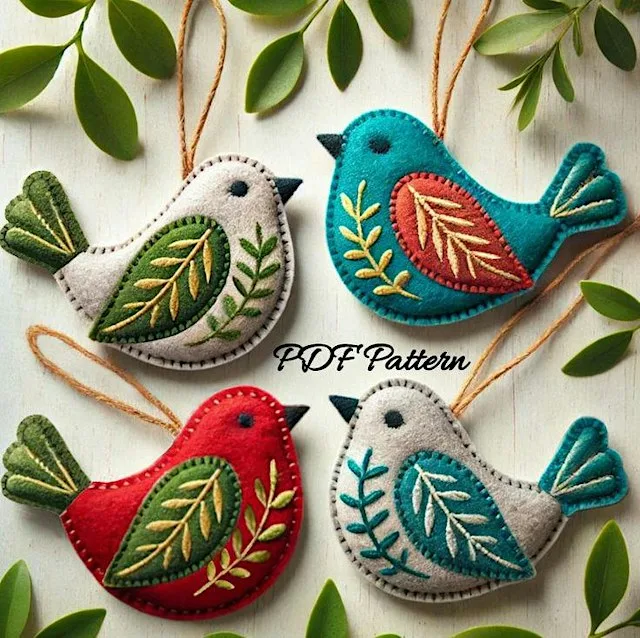 Hand embroidered Christmas tree decorations at St Cuthbert’s Church Hall