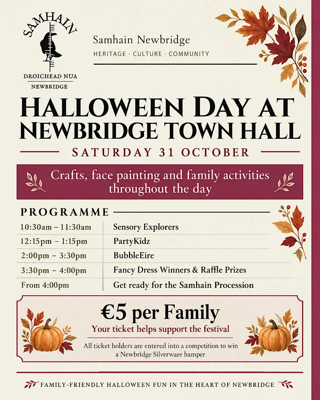 Samhain Newbridge 2026 – Halloween Family Day at Newbridge Town Hall at Newbridge Town Hall