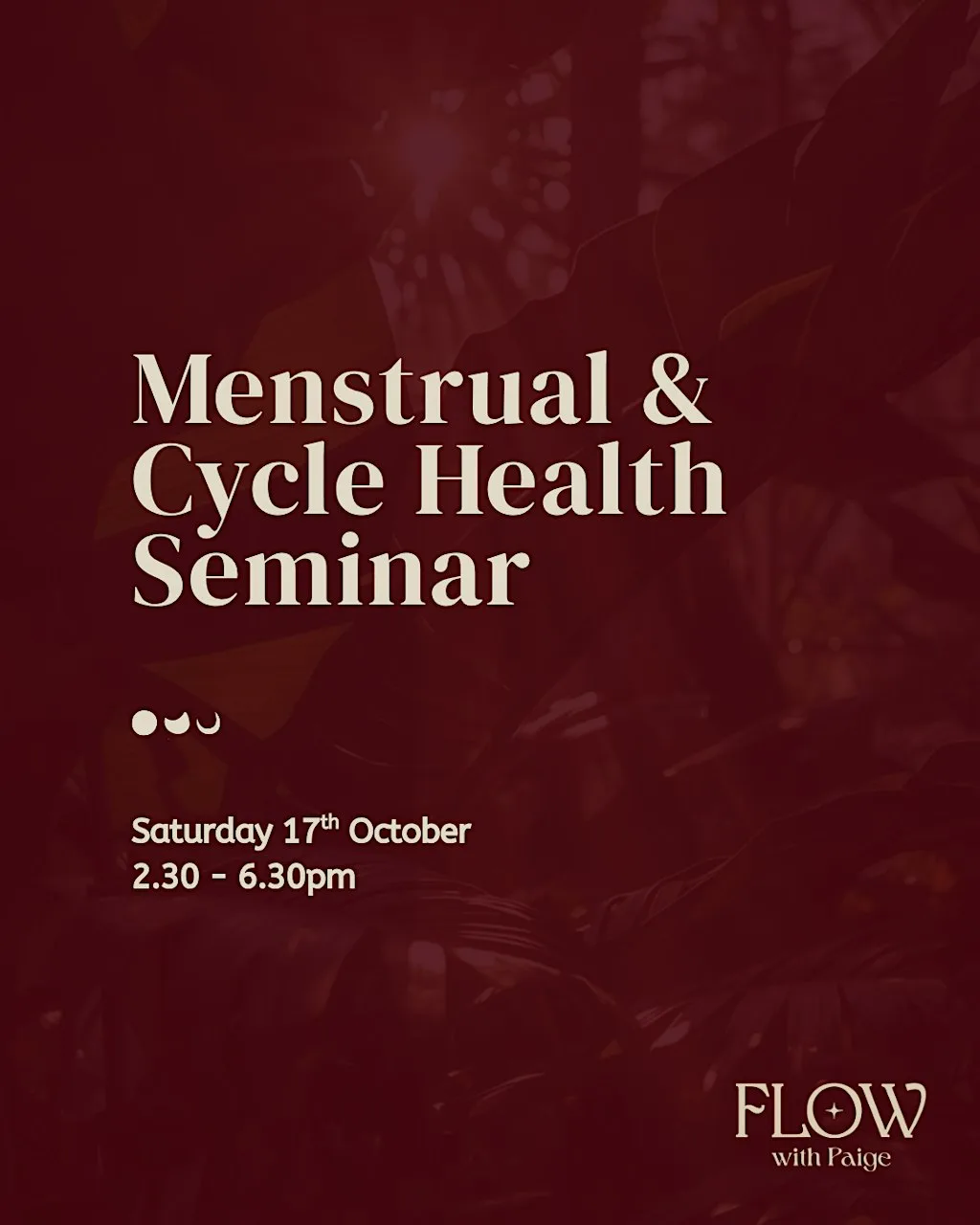 Menstrual & Cycle Health Seminar - Flow With Paige at Soul Fitness Studios, Prestwich