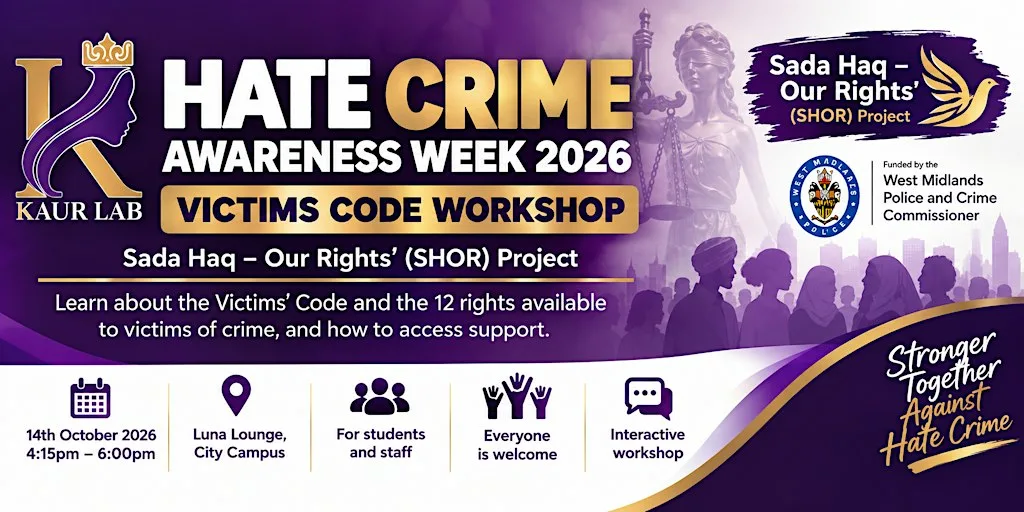 Hate Crime Awareness Week: Our Rights - Victims Code workshop at University of Wolverhampton
