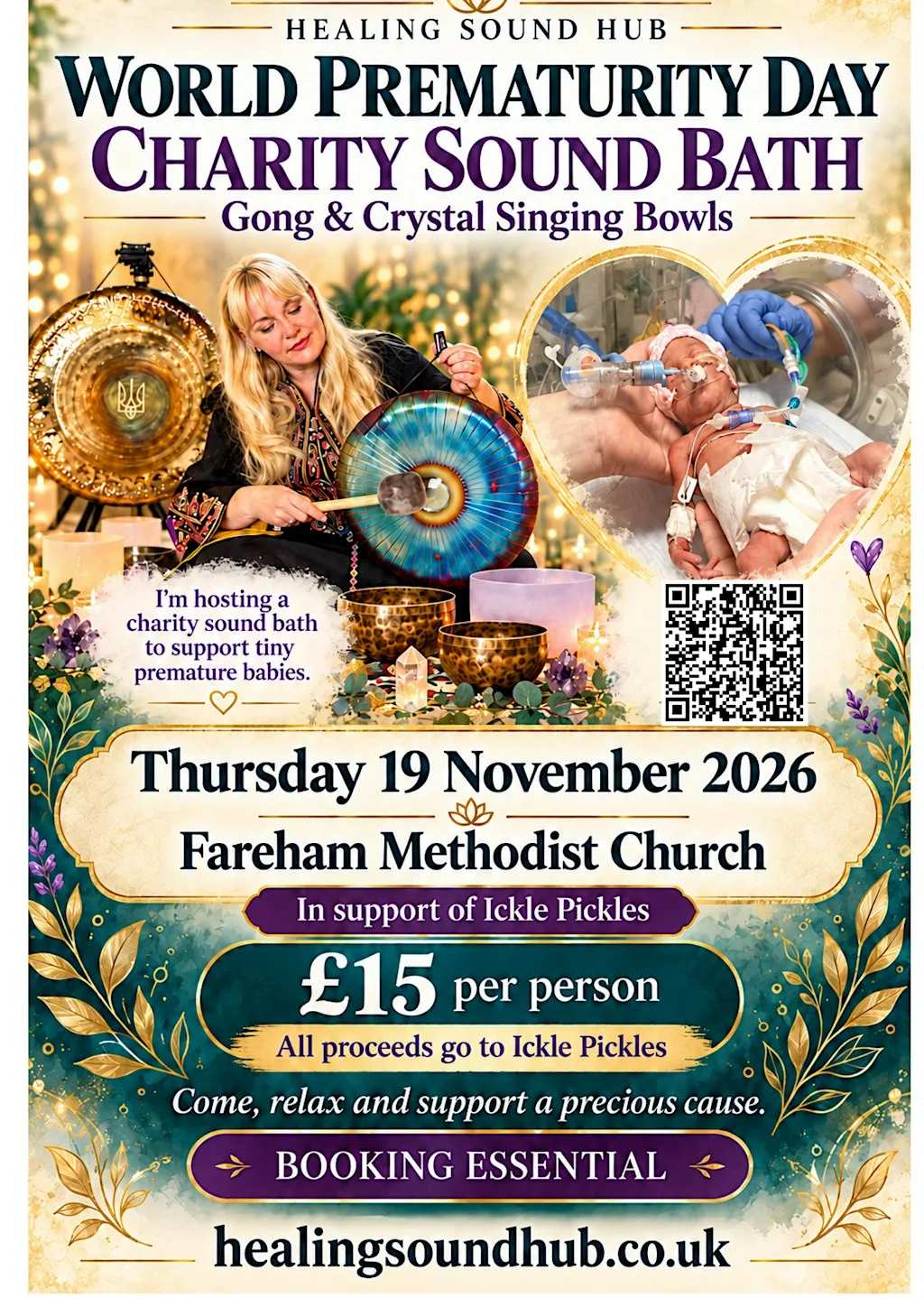 World Prematurity Day : Fundraising Sound Bath in Support of Ickle Pickles at Fareham Methodist Church