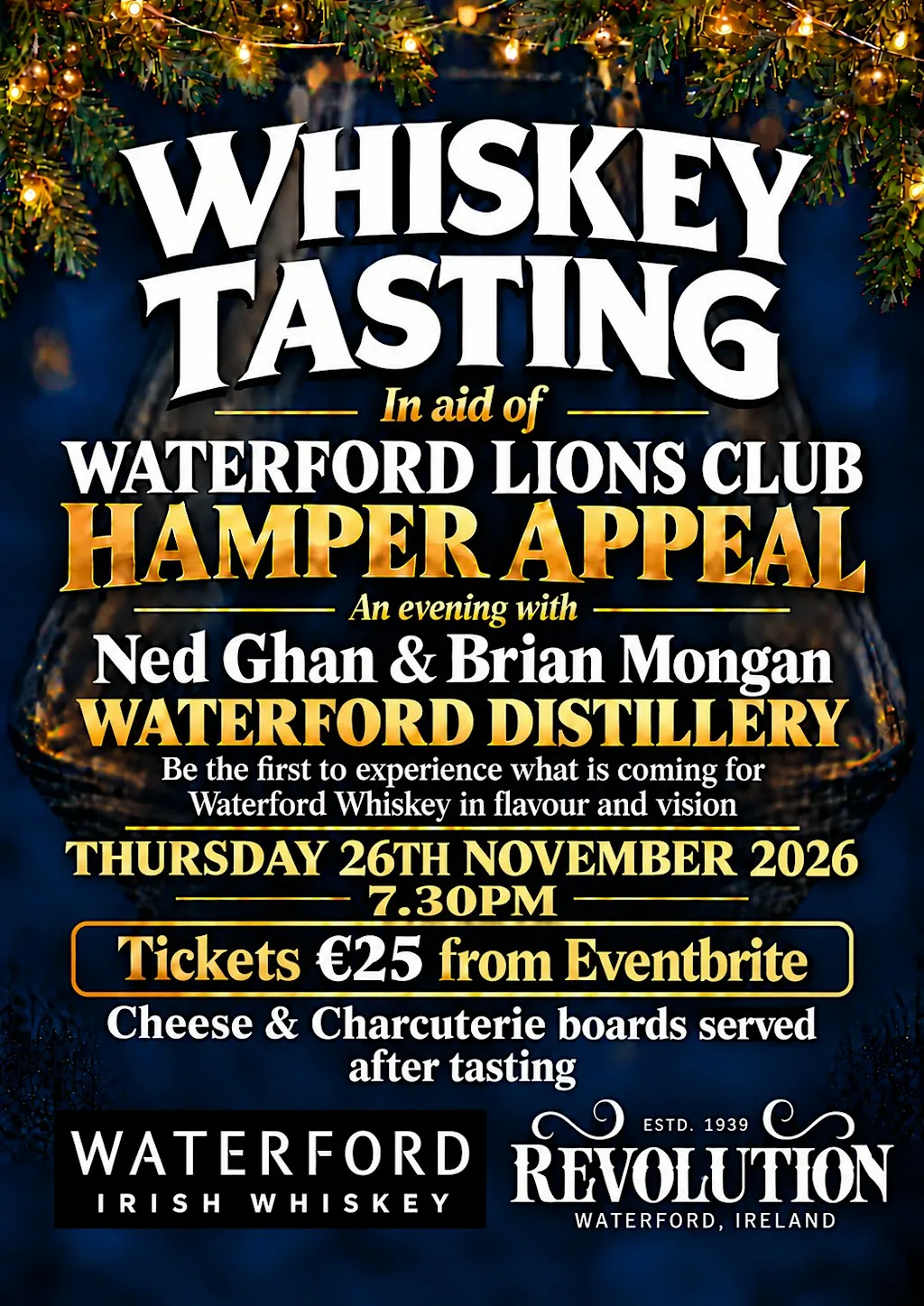 Lions Club Waterford Whiskey Tasting at Revolution Craft Beer & Whiskey Bar