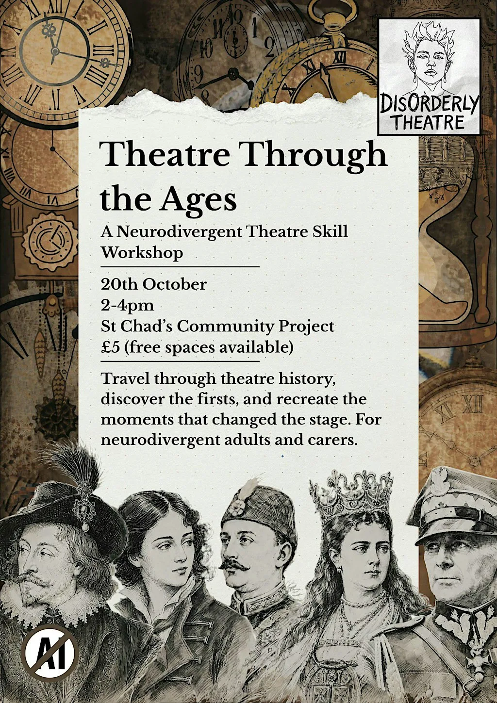 DisOrderly Theatre Weekly Class- Theatre Through the Ages at St. Chad’s Community Project