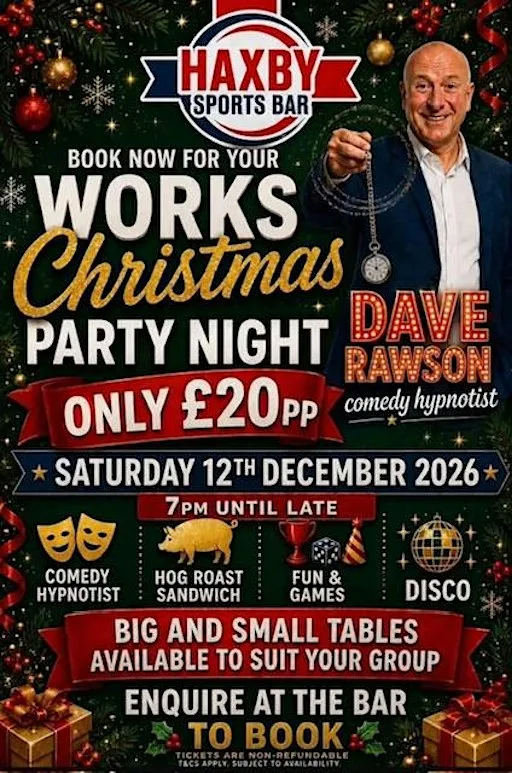Adults Christmas Party at Haxby Sports Bar