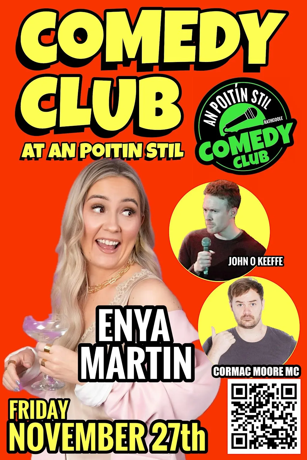 Poitin Stil Comedy club Nov. 27th at An Poitín Stil