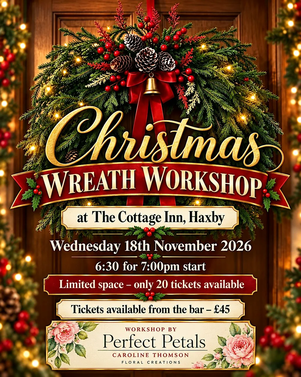 Christmas Wreath Making Workshop at The Cottage Inn