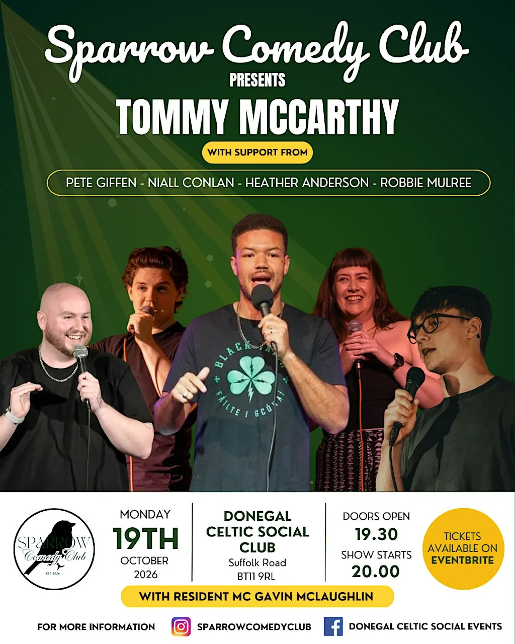 Sparrow Comedy Club at Donegal Celtic Football and Social Club