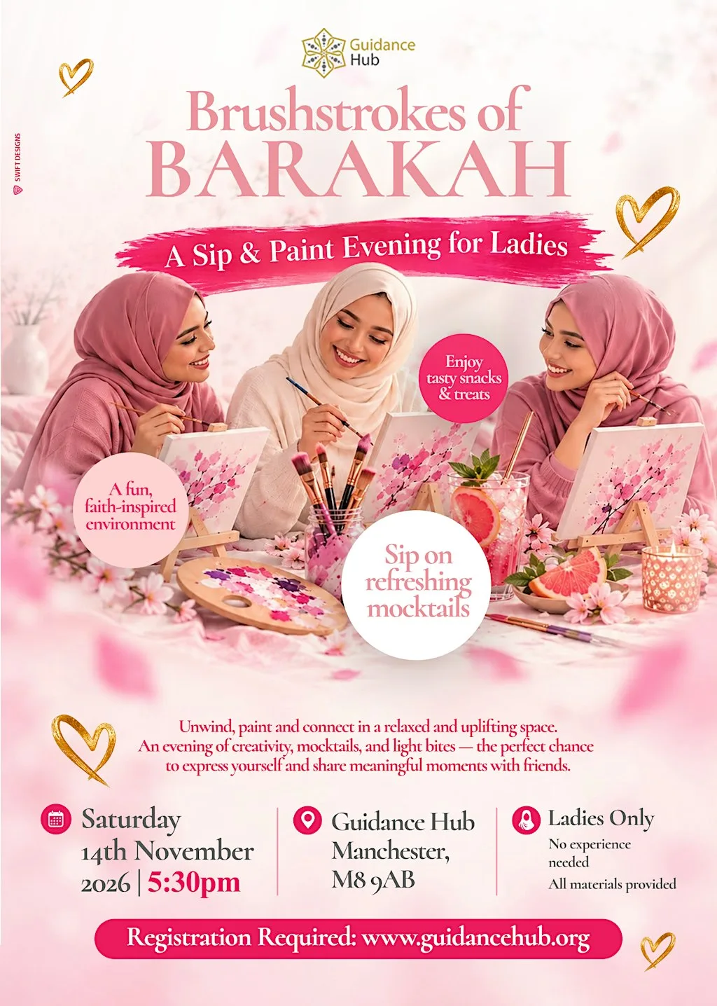 Brushstrokes of Barakah | Ladies Only Sip & Paint Evening at Guidance Hub