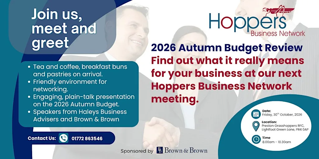 Hoppers Business Network - Autumn Budget update at Preston Grasshoppers Rugby Football Club