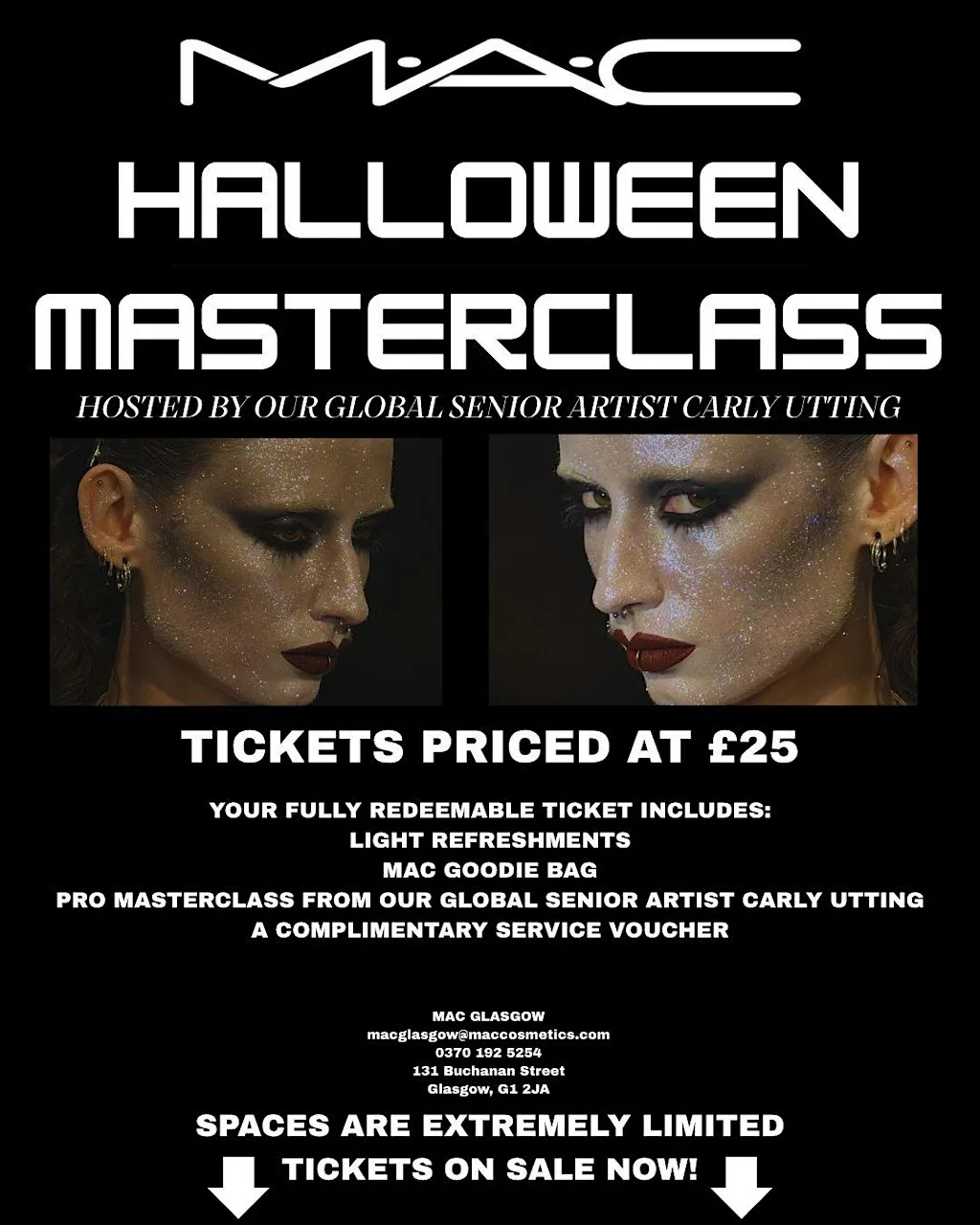 MAC HALLOWEEN MASTERCLASS at M·A·C GLASGOW