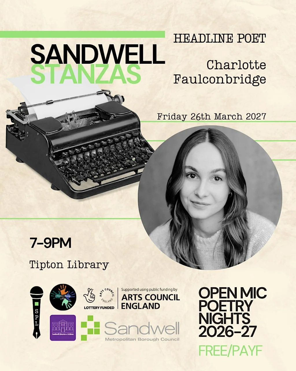 Sandwell Stanzas Open Mic with Charlotte Faulconbridge