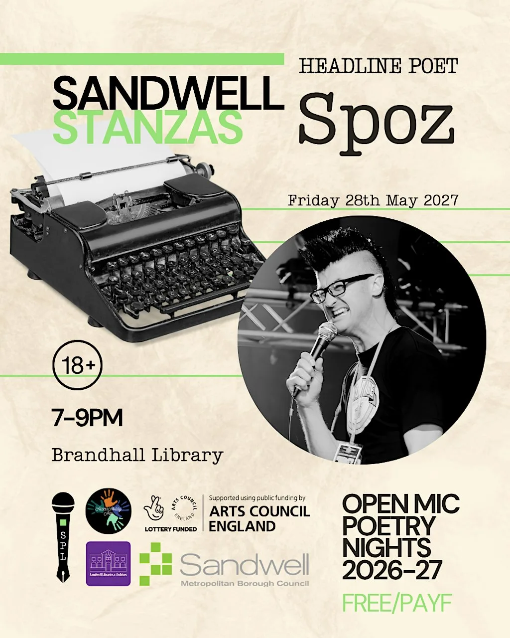 Sandwell Stanzas Open Mic with Spoz (18+)