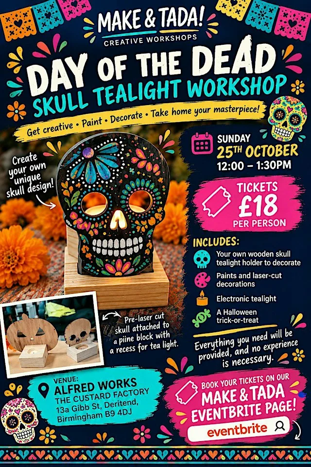 Day of the Dead Skull Tealight Workshop at Alfred Works