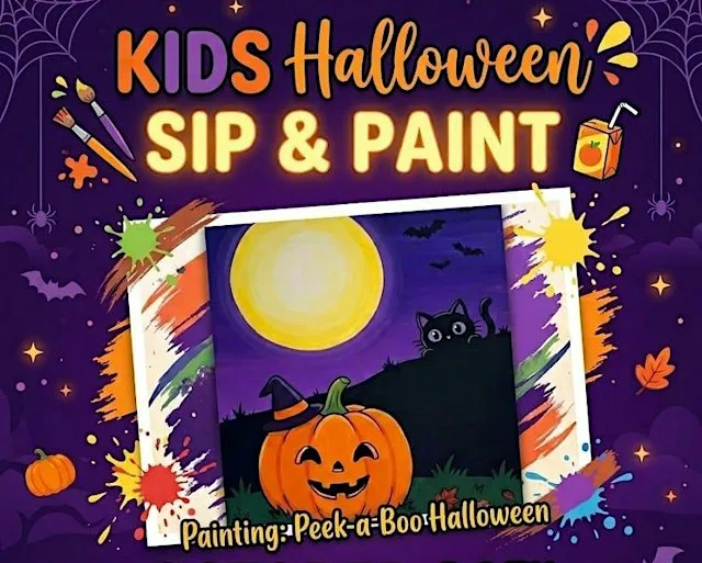 Peek-a-Boo Halloween Kids Sip and Paint Workshop