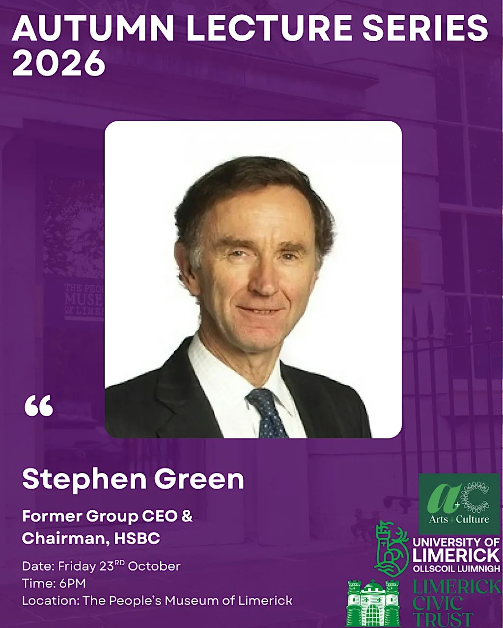 Lord Stephen Green lecture at The People's Museum of Limerick