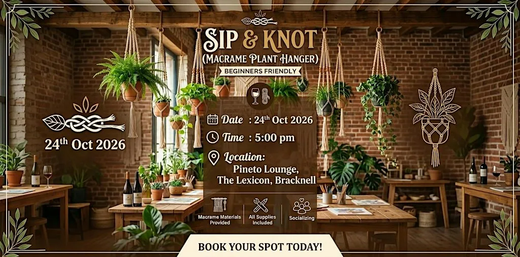 Sip & Knot (Macrame Plant Hanger) at Pineto Lounge