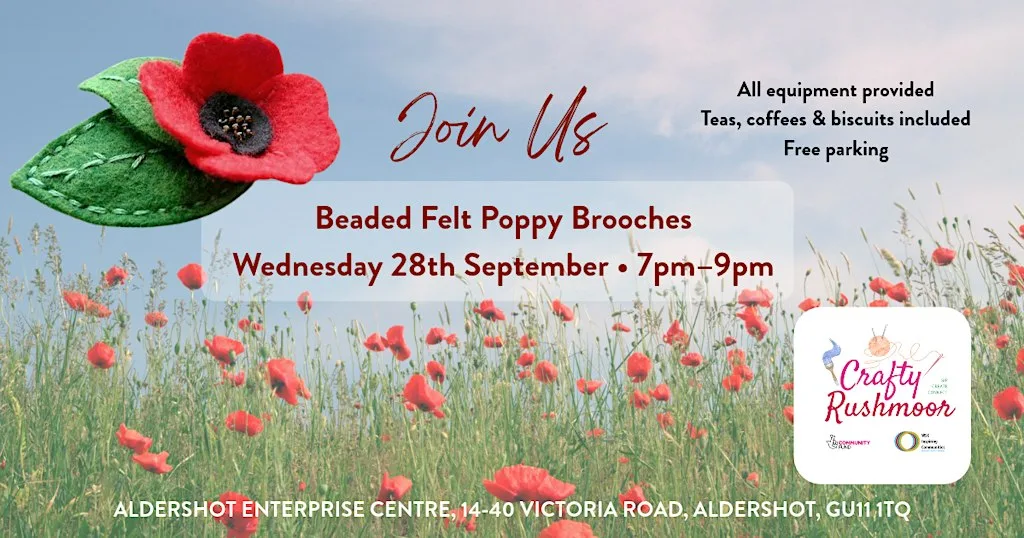 Beaded Felt Poppies - Crafty Rushmoor at AEC