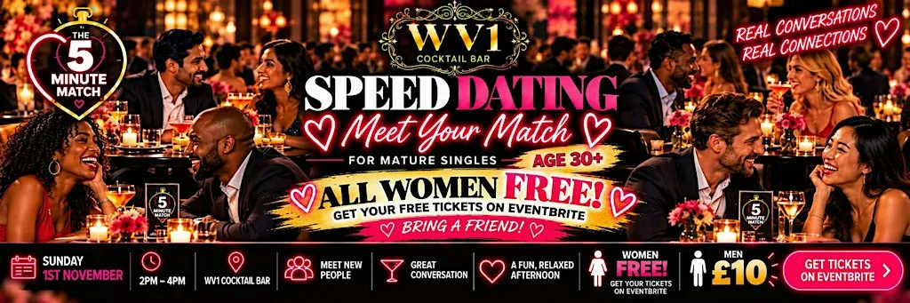 The 5-Minute Match - W-ton. Ladies - FREE Men £10 Speed Dating Ages 30 +