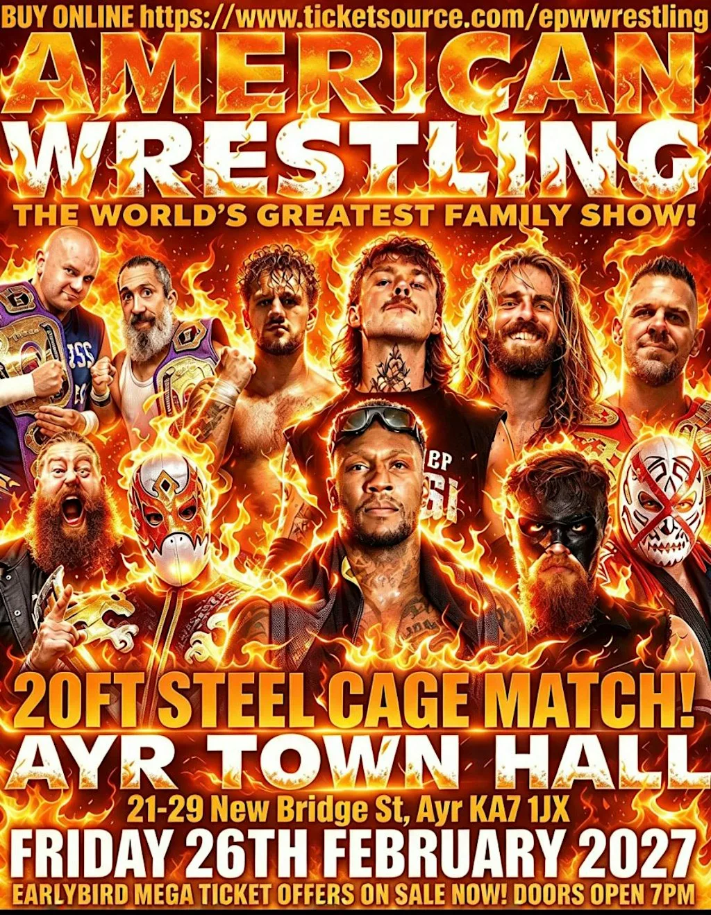 AMERICAN WRESTLING EPW AYR 20FT STEEL CAGE MATCH!