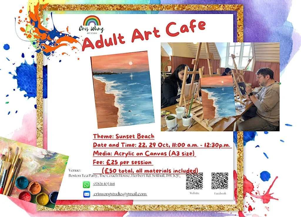 Sunset Beach Acrylic Painting Workshop – Art Cafe (Day 1 of 2) at Boston Tea Party