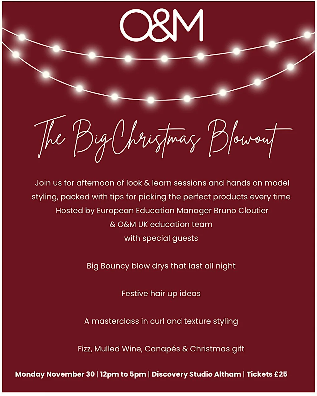 O&M The Big Christmas Blowout at Salon Business Solutions Ltd