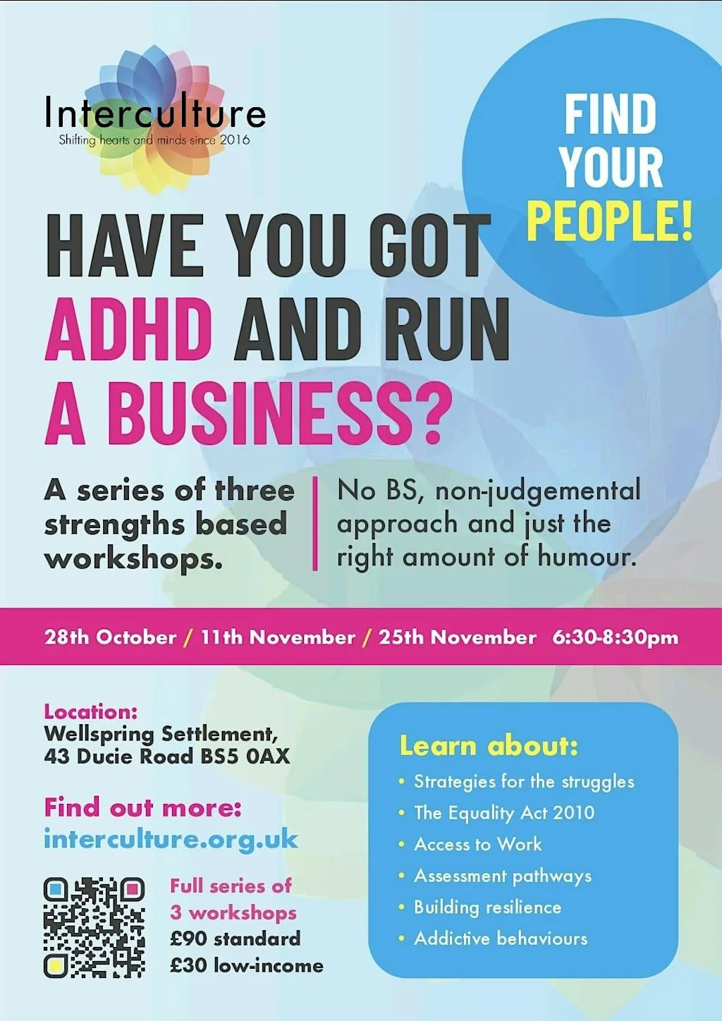 ADHD business owner ? A series of strenghts based workshops at Wellspring Settlement