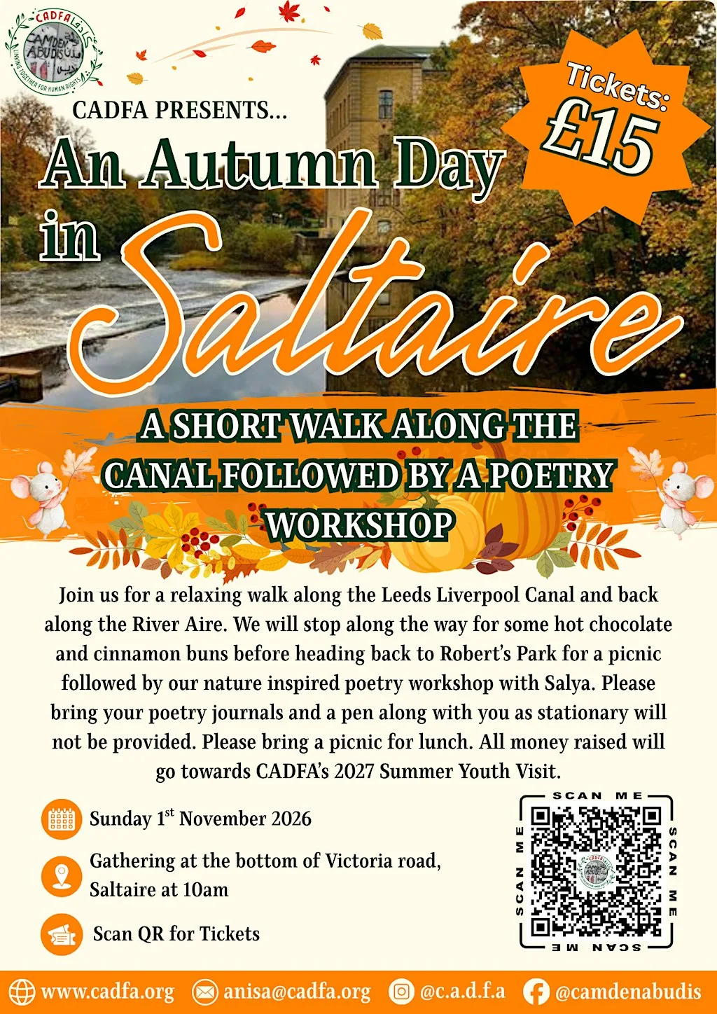 An Autumn Day in Saltaire: Sponsored Autumn Walk & Poetry Workshop
