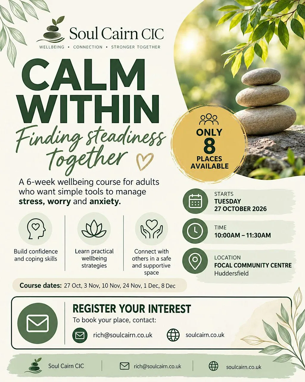 Calm Within – Finding Steadiness Together | 6-Week Wellbeing Course at Focal Community Centre